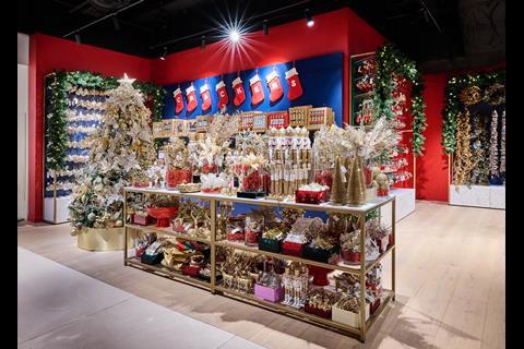 Christmas stockings and decorations at Selfridges Christmas shop, London